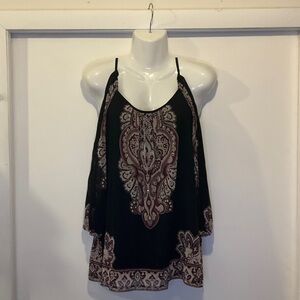 INC International Concepts Black and Burgundy Paisley Camisole